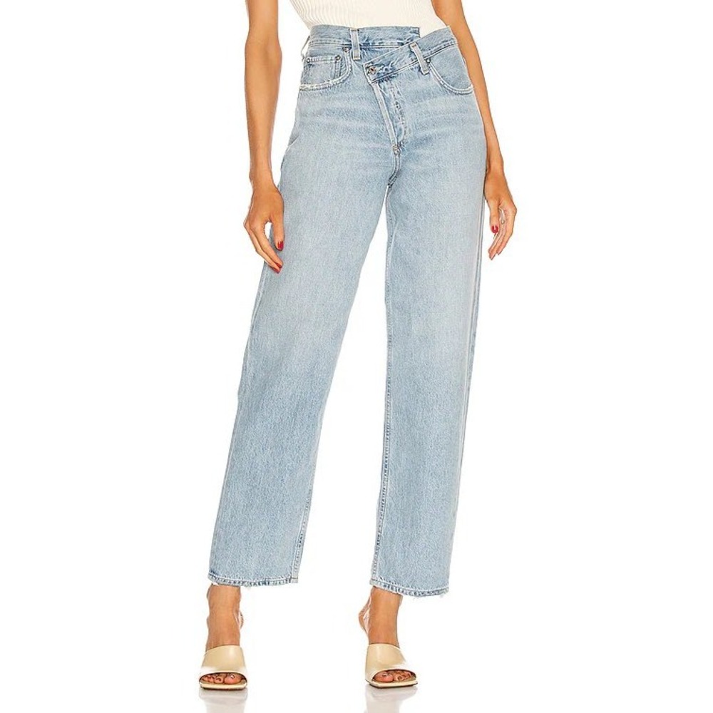 AGOLDE Criss Cross Upsized Jean in Suburbia Distressed Light Wash Size 26 Casual